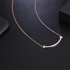 Cubic Zirconia & 18K Rose Gold-Plated Bar Necklace
