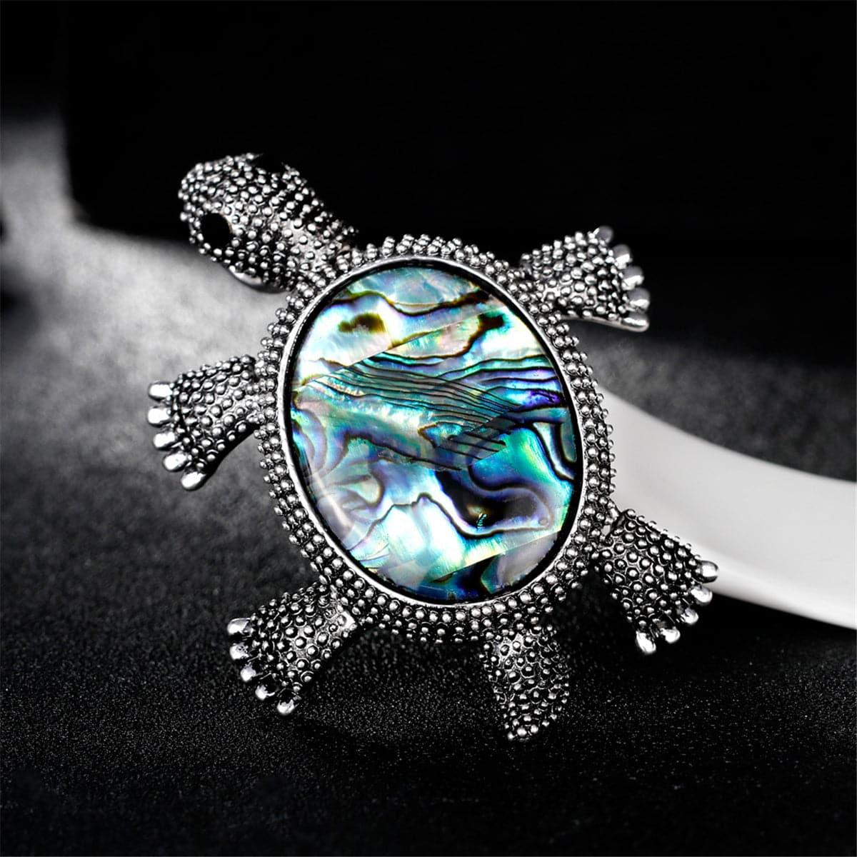 Abalone Shell & Silver-Plated Turtle Brooch - streetregion