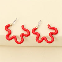 Red Enamel & 18k Gold-Plated Open Flower Stud Earrings