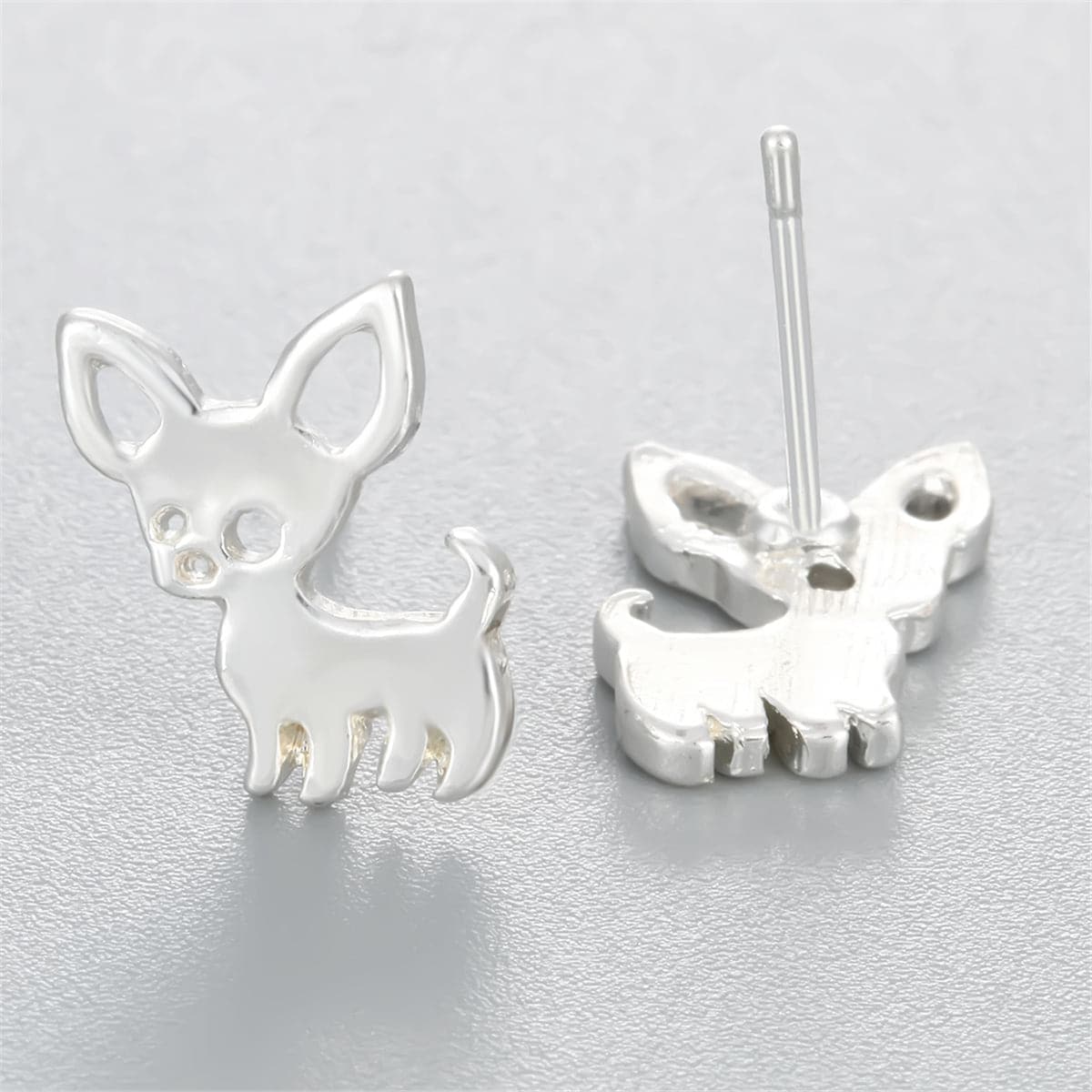 Silver-Plated Chihuahua Stud Earrings