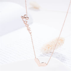 18k Rose Gold-Plated 'Love' Heart Pendant Necklace - streetregion