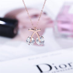 cubic zirconia & 18k Rose Gold-Plated Cherry Pendant Necklace - streetregion