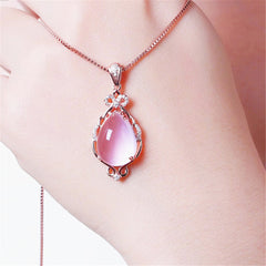 Ross Quartz & Cubic Zirconia Teardrop Pendant Necklace