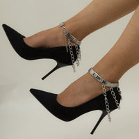 Silver-Plated Snake Chain Layered-Tassel Anklet