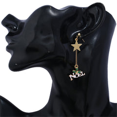 White & 'Noel' Snowman Drop Earrings