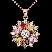 Cubic Zirconia & 18k Rose Gold-Plated Burst Pendant Necklace - streetregion