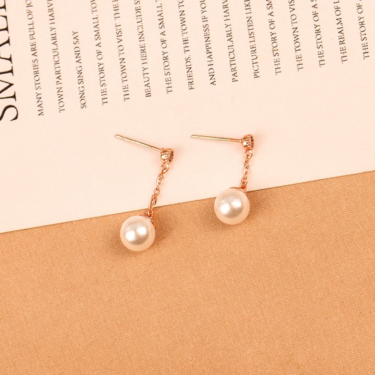 Pearl & Cubic Zirconia 18K Gold-Plated Chain Dangle Drop Earrings