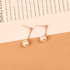Pearl & Cubic Zirconia 18K Gold-Plated Chain Dangle Drop Earrings
