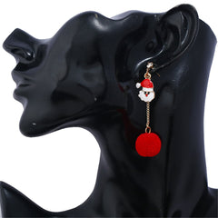 Cubic Zirconia & 18K Gold-Plated Santa Pom-Pom Drop Earrings