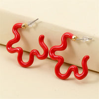 Red Enamel & 18k Gold-Plated Open Flower Stud Earrings