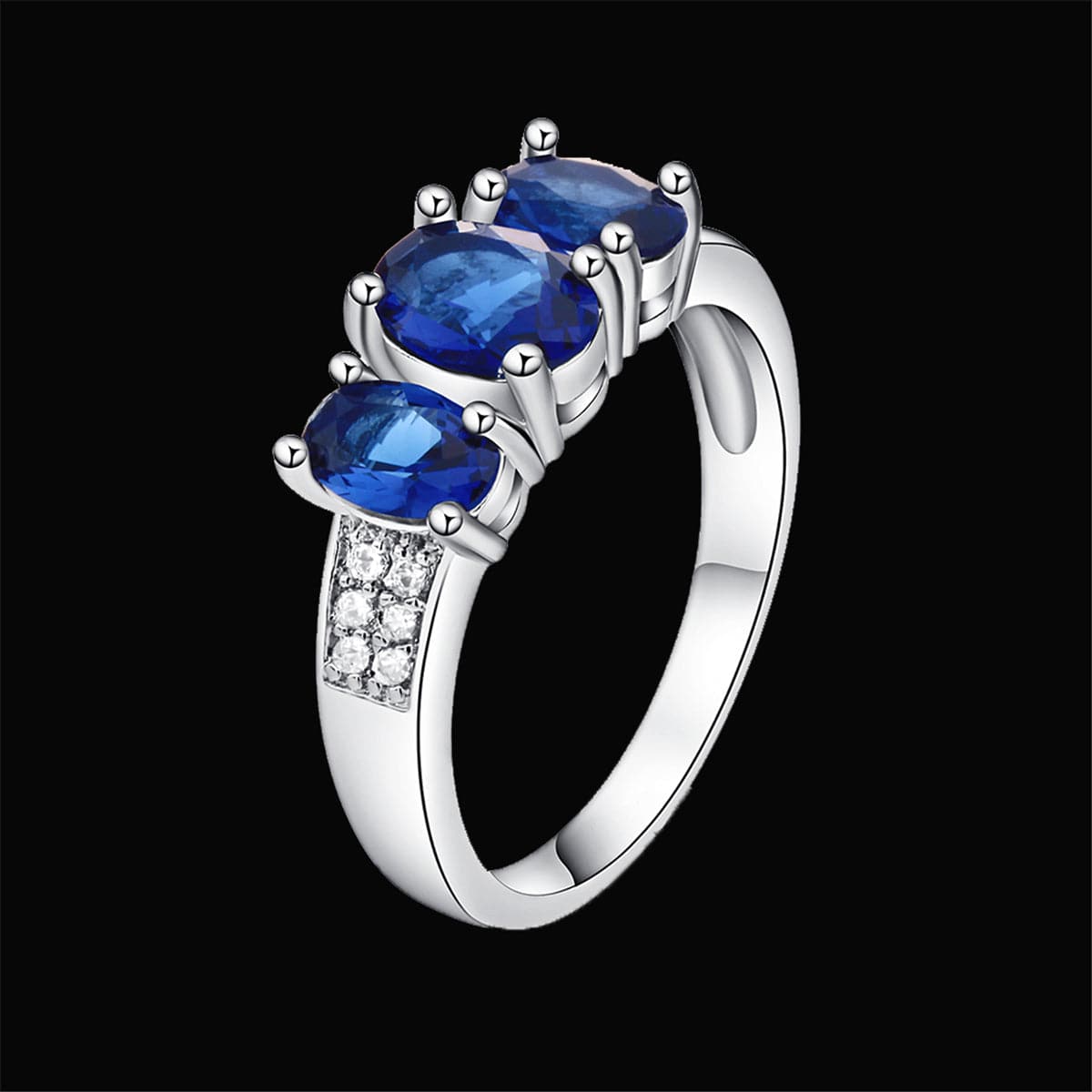 Blue cubic zirconia & Silver-Plated Ring - streetregion