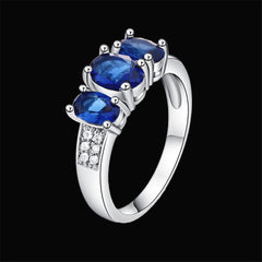 Blue cubic zirconia & Silver-Plated Ring - streetregion