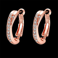 Cubic Zirconia & 18K Rose Gold-Plated Hoop Earrings