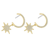 cubic zirconia & 18k Gold-Plated Star Under Moon Drop Earrings - streetregion