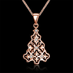 Cubic Zirconia & 18K Rose Gold-Plated Filigree Tree Pendant Necklace
