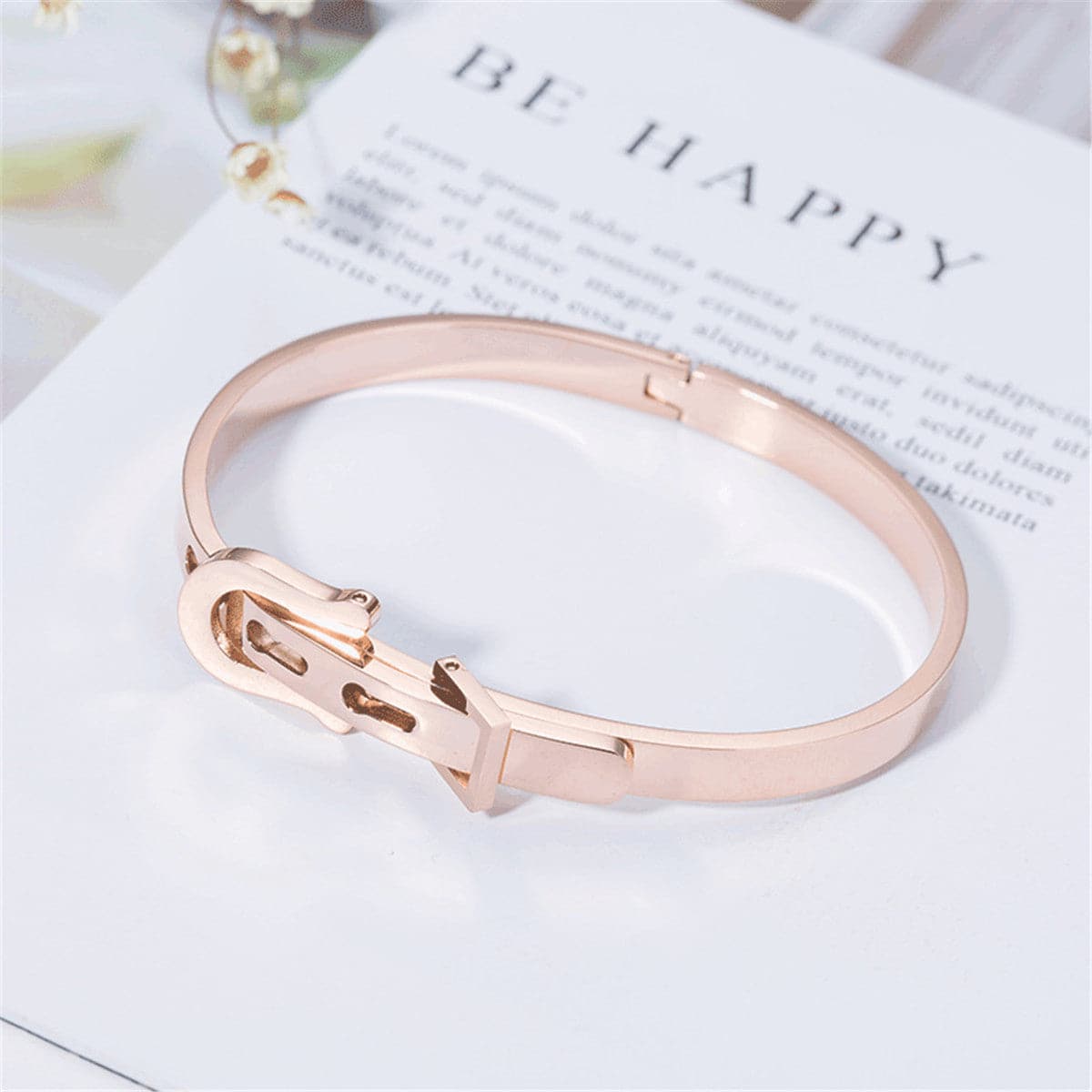 18K Rose Gold-Plated Belt Bangle