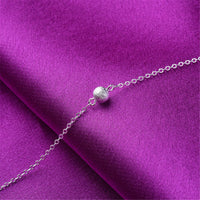 Fine Silver-Plated Frosted Bead Charm Anklet