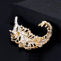 Pink Cubic Zirconia & 18K Gold-Plated Leaf Brooch