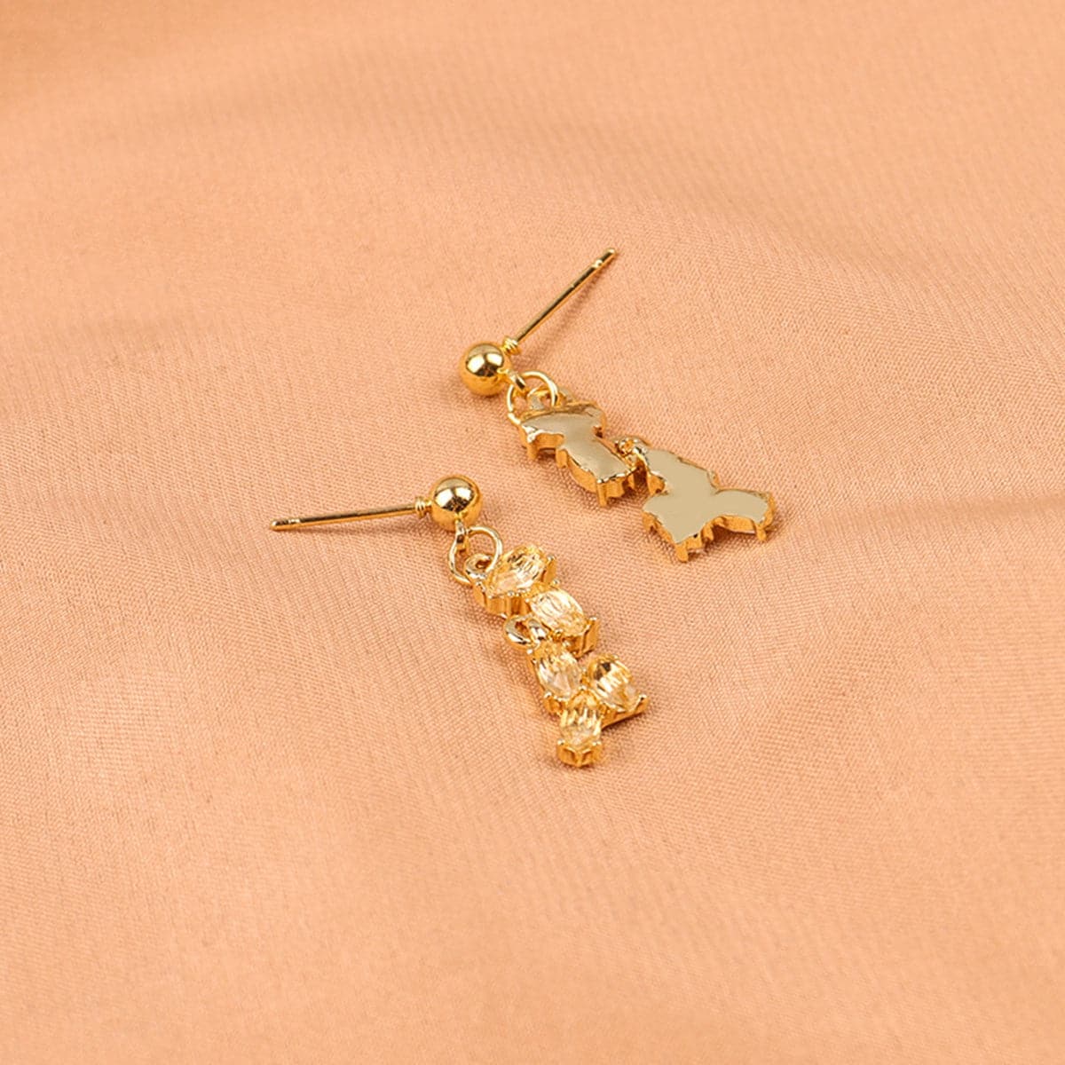 Yellow Cubic Zirconia & 18K Gold-Plated Marquise Drop Earrings