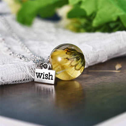 Silver-Plated 'Wish' Daisy Pendant Necklace, silver pendant necklace for women, everyday style, front view