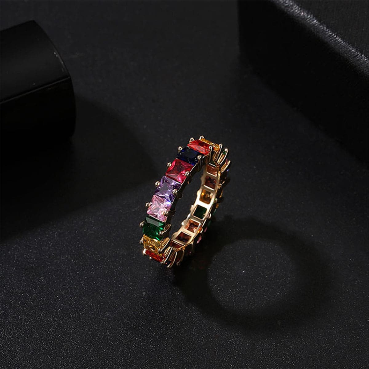 Rainbow Crystal & Cubic Zirconia Princess Band Ring