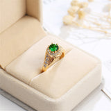 Green Crystal & Cubic Zirconia Twist Halo Ring