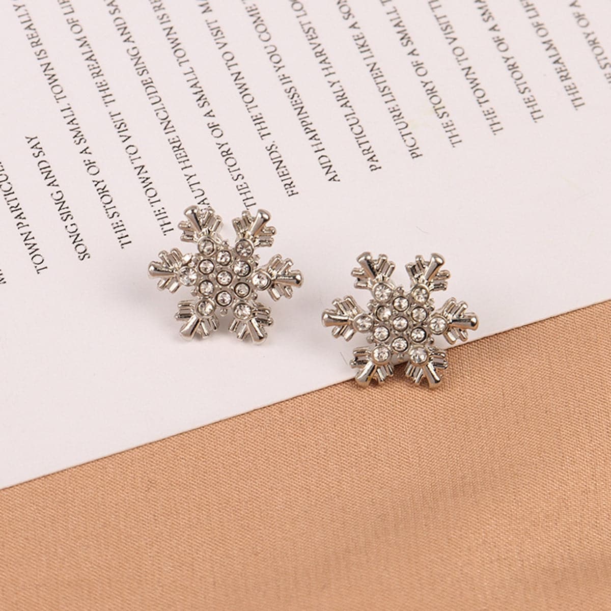 Cubic Zirconia & Silver-Plated Snowflake Stud Earrings
