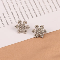 Cubic Zirconia & Silver-Plated Snowflake Stud Earrings