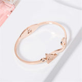 cubic zirconia & 18k Rose Gold-Plated Frosted Fox Bangle - streetregion