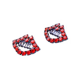 Red & Silver-Plated Lips Stud Earrings With Swarovski® Crystals - streetregion