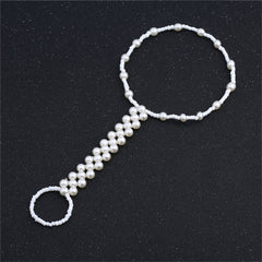 Pearl Ankle-To-Toe Ring Beaded Anklet