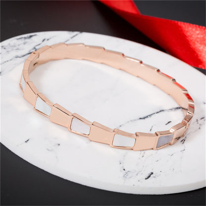 18K Rose Gold-Plated Ladder Bangle, rose gold bangle bracelet, everyday style, lifestyle look