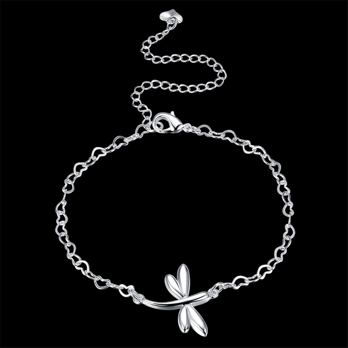 Silver-Plated Dragonfly Anklet