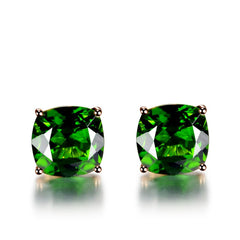 Green Crystal & 18k Rose Gold-Plated Square Stud Earrings - streetregion