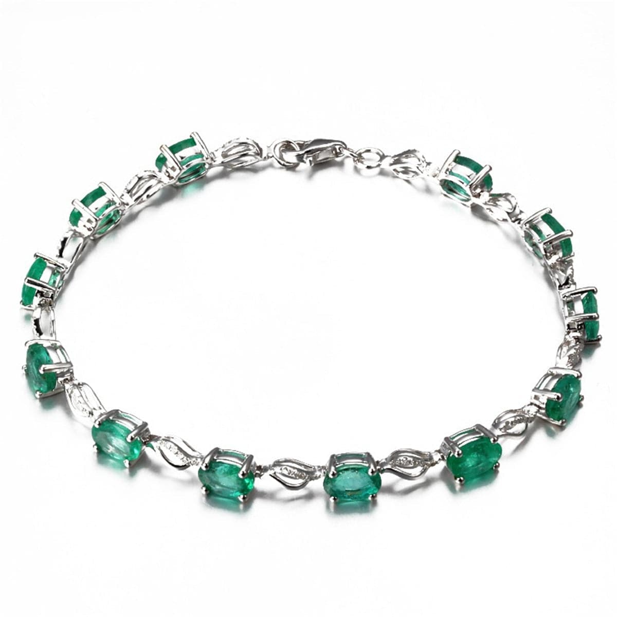 Green Crystal & cubic zirconia Clover Tennis Bracelet - streetregion