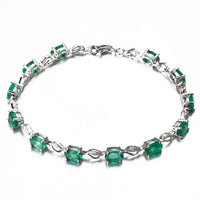 Green Crystal & cubic zirconia Clover Tennis Bracelet - streetregion
