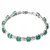 Green Crystal & cubic zirconia Clover Tennis Bracelet - streetregion