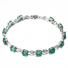 Green Crystal & cubic zirconia Clover Tennis Bracelet - streetregion