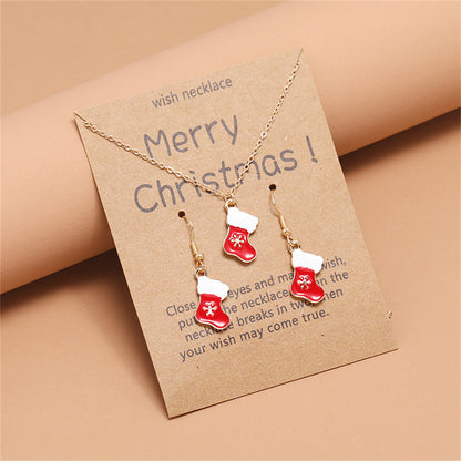 Red Enamel and 18K Gold-Plated Boots Pendant Necklace Set, gold drop earrings for women, lifestyle look