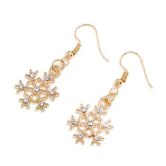 Cubic Zirconia & 18K Gold-Plated Snowflake Drop Earrings
