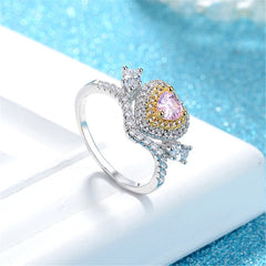 Crystal & Cubic Zirconia Two-Tone Heart Ring