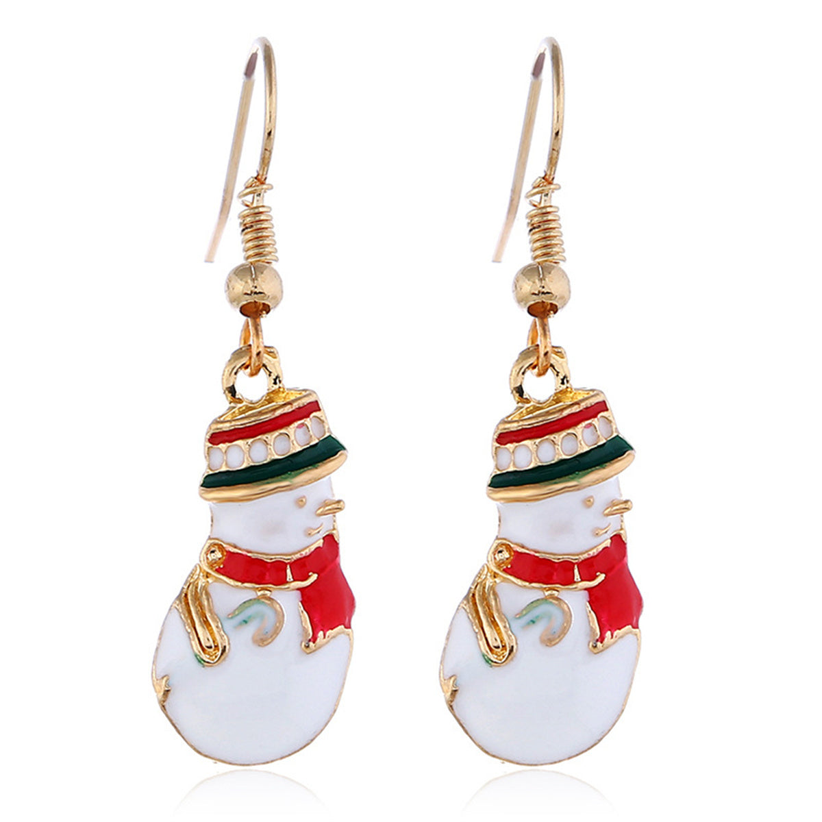 Red Enamel & 18K Gold-Plated Snowman Dangle Earring Pendant Necklace Set