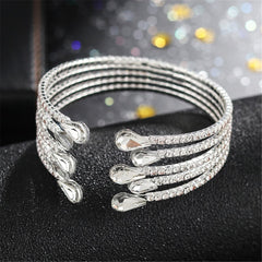 Cubic Zirconia & Crystal Teardrop Layered Cuff