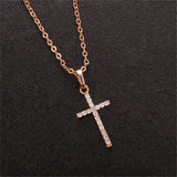 Cubic Zirconia & Rose Goldtone Cross Pendant Necklace