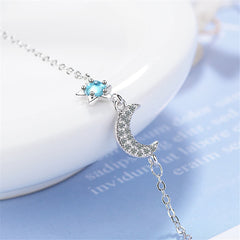 Blue Crystal & cubic zirconia Star & Moon Bracelet - streetregion