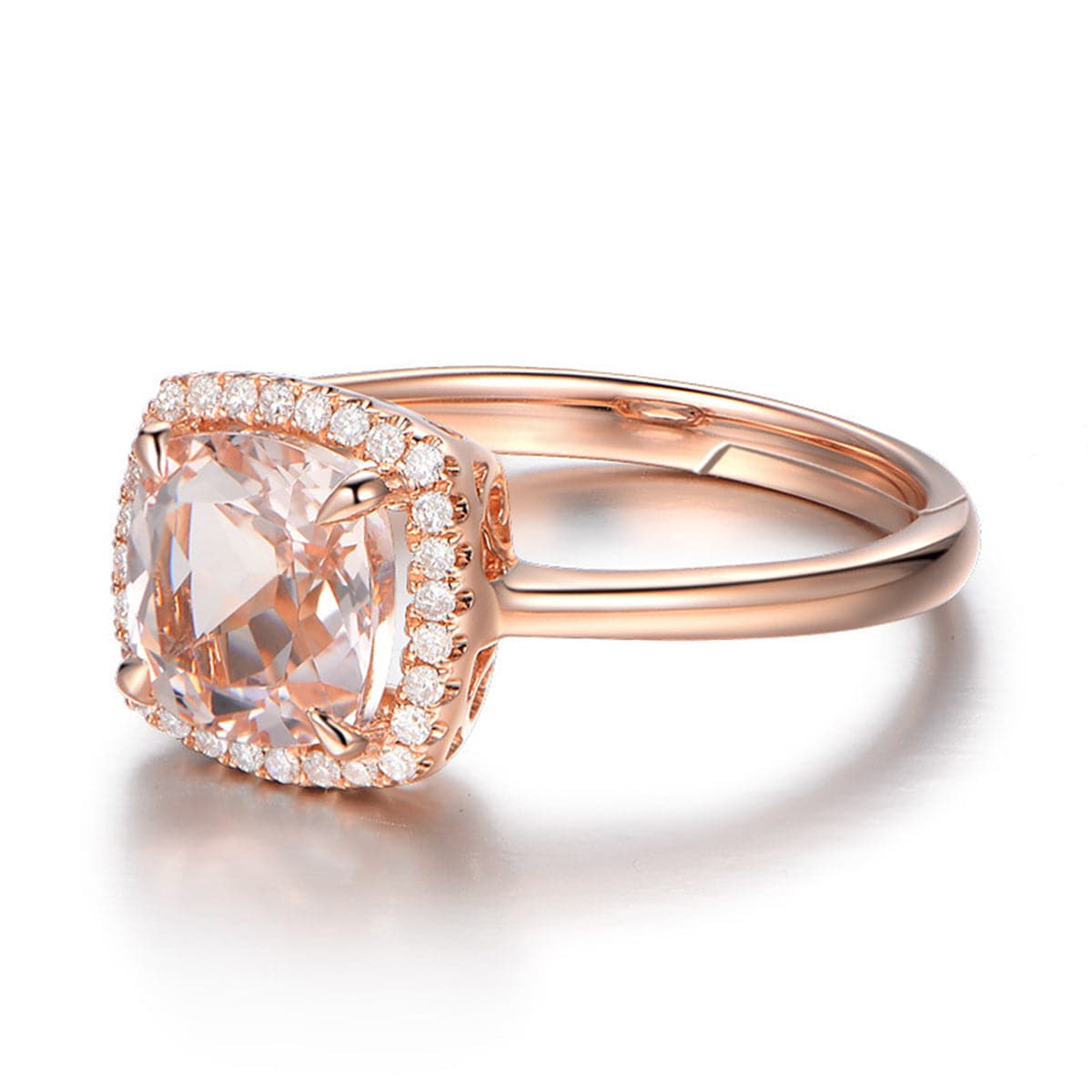 Champagne Crystal & Cubic Zirconia 18K Rose Gold-Plated Halo Cushion-Cut Ring