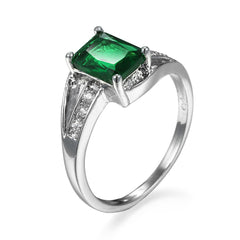 Green Crystal & Cubic Zirconia Rectangle-Cut Ring