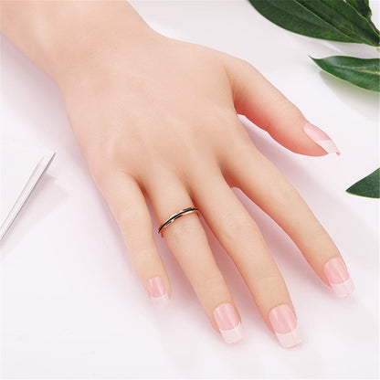 18K Rose Gold-Plated Enamel-Stripe Band Ring, rose gold statement rings for women, everyday style, detail close-up