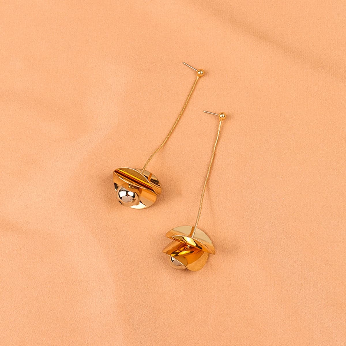 Two-Tone Ball Petal Drop Earrings