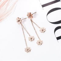 18k Rose Gold-Plated Triple Flower Drop Earring